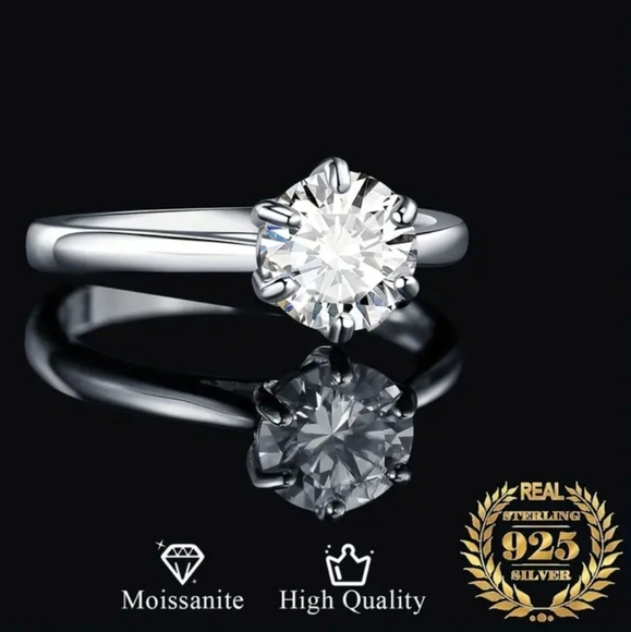 Elegant radiant 2-carat Solitaire Moissanite Diamond engagement ring 925 Silver - Picture 9 of 9